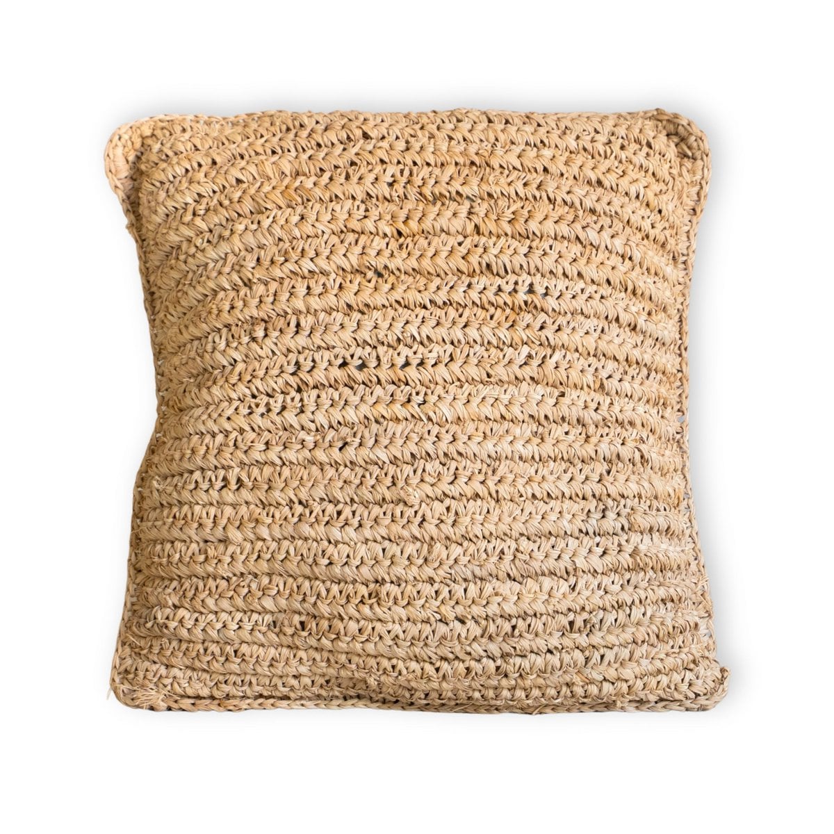 Boho kussen gemaakt van raffia - 40x40 cm decoratief geweven kussen - sofa kussen - natuurlijk beige vierkante kussen handgemaakt van raffia jiwa