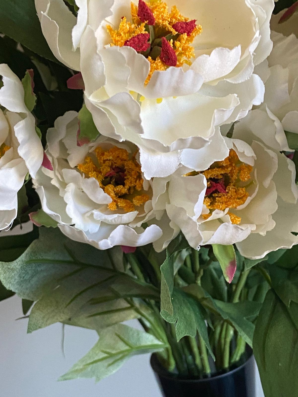 Pioenroos 3 x vertakt met 4 bloemen 65 cm