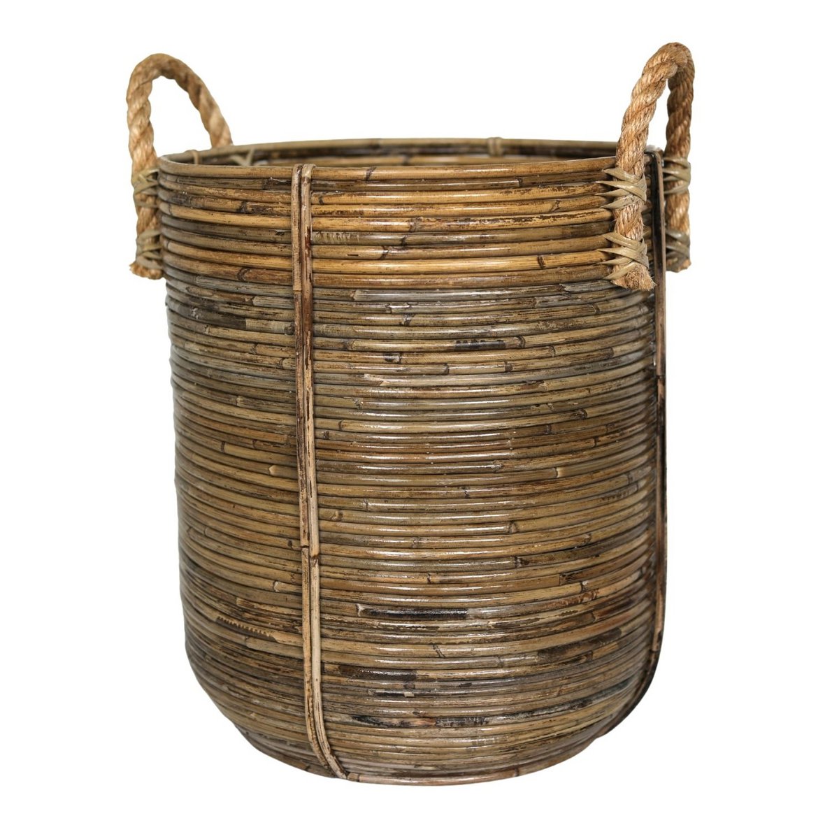 Otere Rotan wasmand rond – rotan plantenmand – grote Boho mand – decoratieve mand handgemaakt van rotan (2 maten Ø 35/40 cm) OTERE