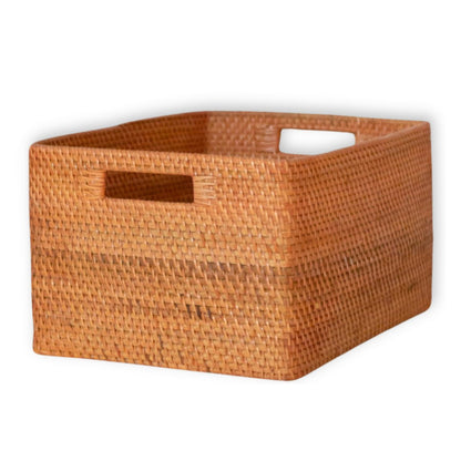 Plankmand gemaakt van rotan.  Krantenmand Opbergmand Bruin Handgeweven decoratieve mand WARSA (3 maten)