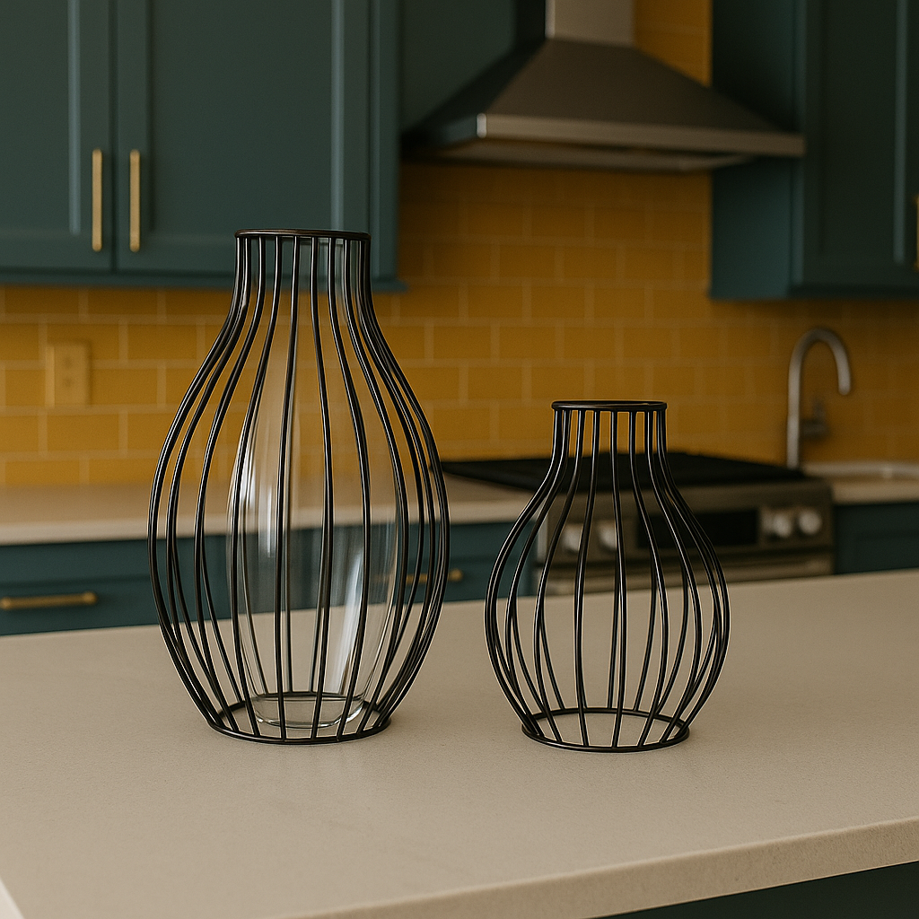 Vaas Metaal met binnen vaas 16 cm hoog