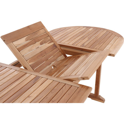 Tuintafel, 180x100 cm ovaal, uitschuifbaar, teak