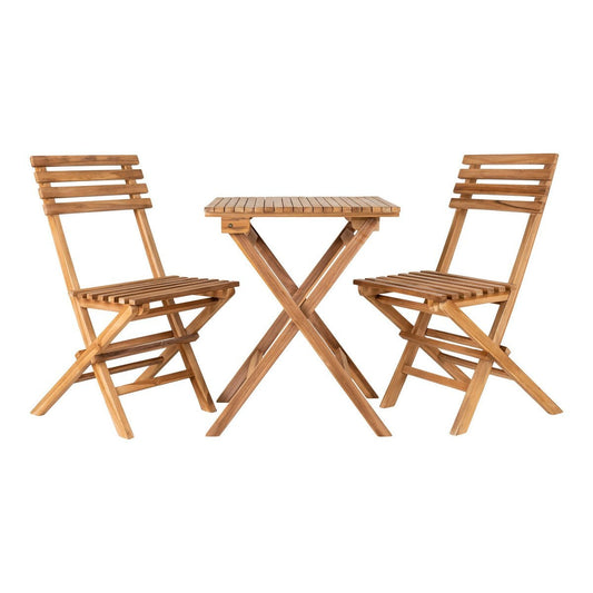 Cuenca Caféset - Caféset, 2 stoelen en 1 tafel, teakhout, naturel