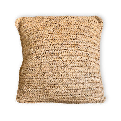 Boho kussen gemaakt van raffia - 40x40 cm decoratief geweven kussen - sofa kussen - natuurlijk beige vierkante kussen handgemaakt van raffia jiwa