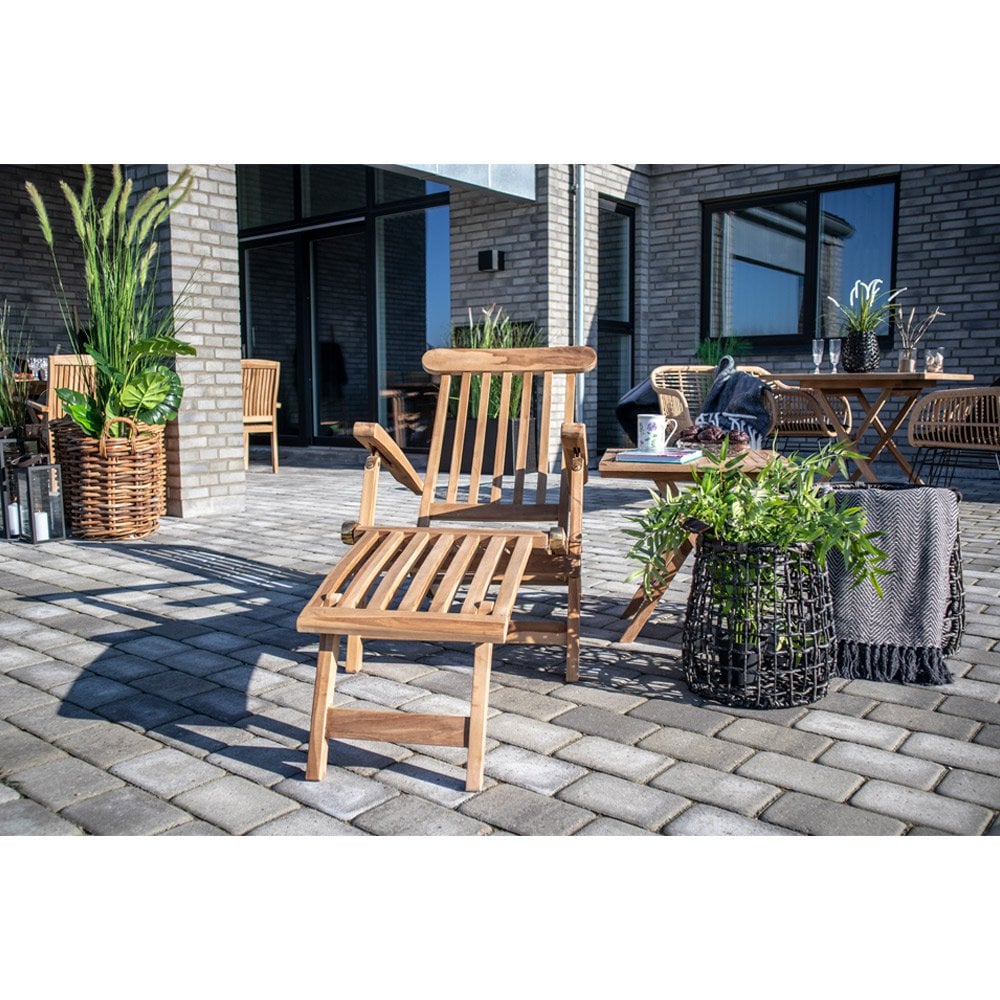 Arrecife Teakhouten ligstoel - Natuurlijk, Teak, 150x60x95 cm