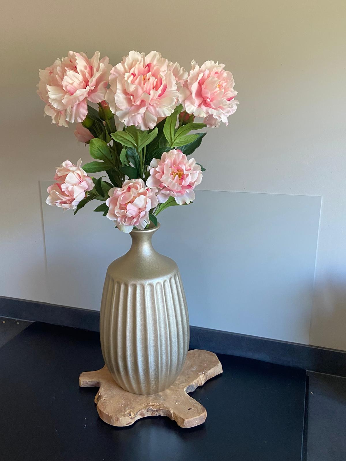 Pioenroos Paeonia   1 knop en  2 bloemen 73 cm