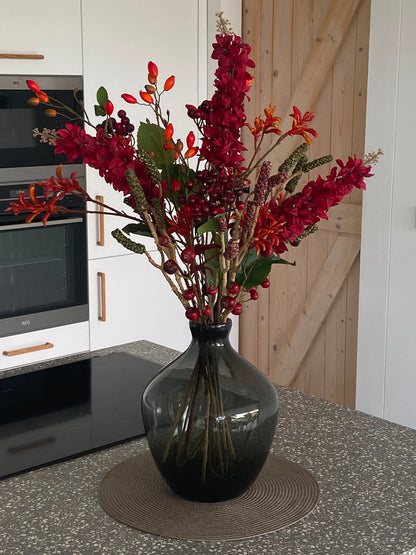 Zijden Boeket Autumn Allure inclusief Vaas  Traun Grey Ø23,5 cm