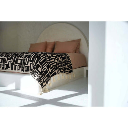 De Aztec Bedsprei - Natuurlijk Zwart