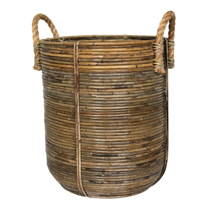 Otere Rotan wasmand rond – rotan plantenmand – grote Boho mand – decoratieve mand handgemaakt van rotan (2 maten Ø 35/40 cm) OTERE
