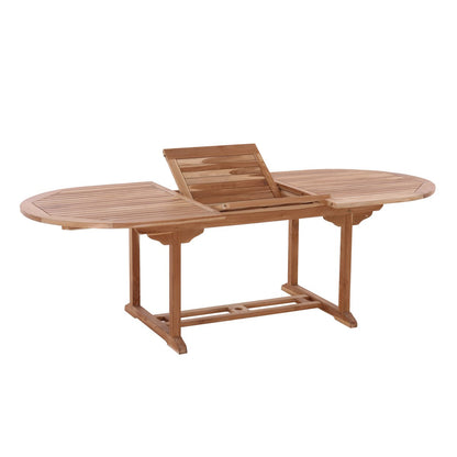 Tuintafel, 180x100 cm ovaal, uitschuifbaar, teak